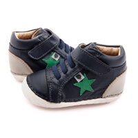 Barefoot prewalkers shoes Old Soles Champster Pave Navy / Gris / Neon Green