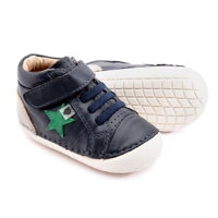 Barefoot prewalkers shoes Old Soles Champster Pave Navy / Gris / Neon Green