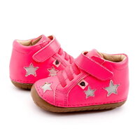 Barefoot prewalkers shoes Old Soles Reach Pave Neon Pink / Grey Suede