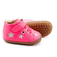 Barefoot prewalkers shoes Old Soles Reach Pave Neon Pink / Grey Suede