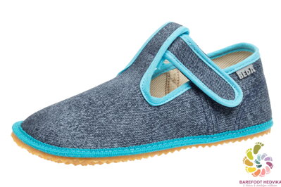 Beda papuče Turquoise Denim (zúžený strih)