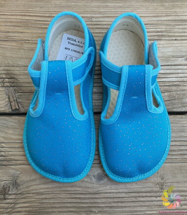 Beda slippers Turquoise Shine (narrower cut)