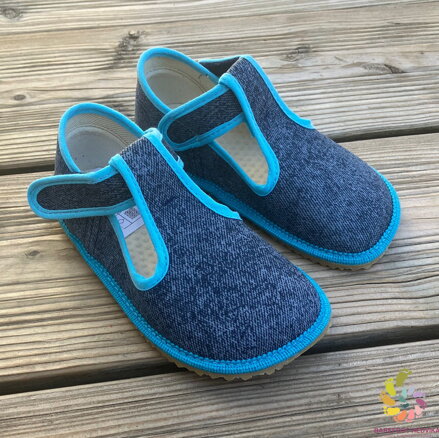 Beda papuče Turquoise Denim (zúžený strih)