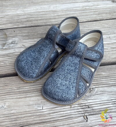 Beda papuče Grey Denim (zúžený otvorený strih)