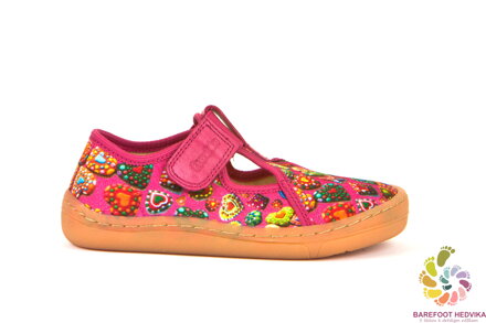Barefoot canvas Froddo Fuchsia (hearts) T velcro