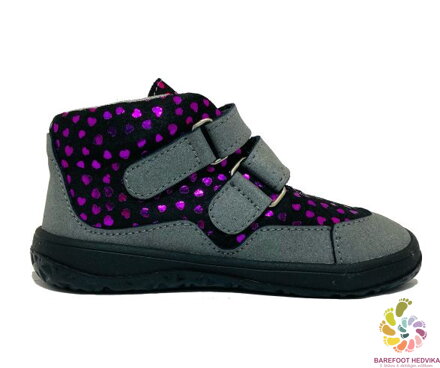 Barefoot shoes Jonap Bella/S black/pink heart SLIM