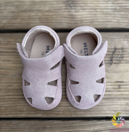 Melton all-leather slippers Rose Grey