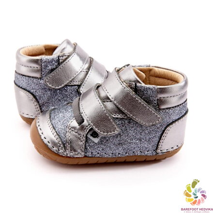 Barefoot prewalkers shoes Old Soles Glamster Pave Rich Silver / Glam Gunmetal