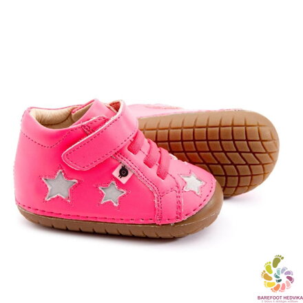 Barefoot prewalkers shoes Old Soles Reach Pave Neon Pink / Grey Suede