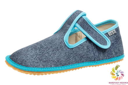 Beda slippers Turquoise Denim (narrower cut)